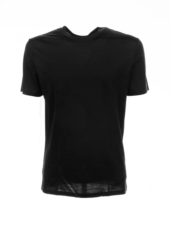 T-shirt nera in lana merino