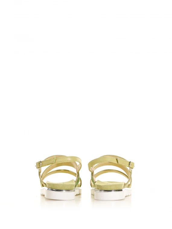 Flat two-band sandal with rhinestones