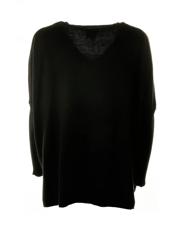 Black V-neck sweater