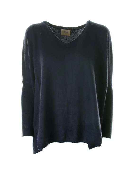 Maglia navy con scollo a V