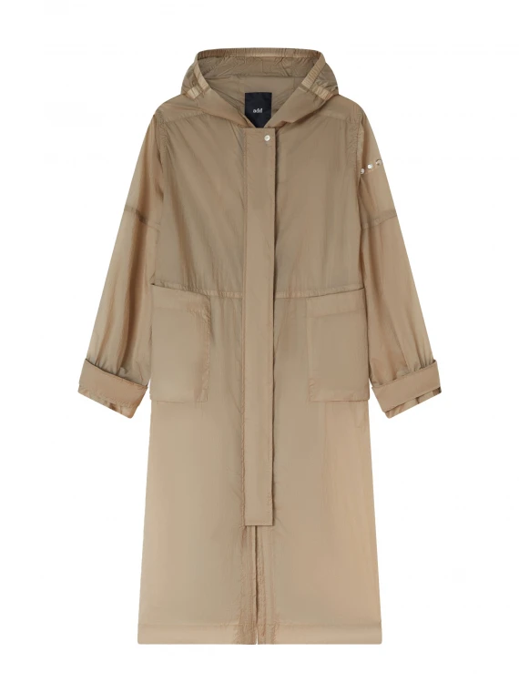 Parka lungo beige con cappuccio