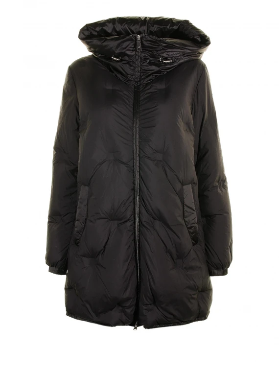 Women's black long down jacket