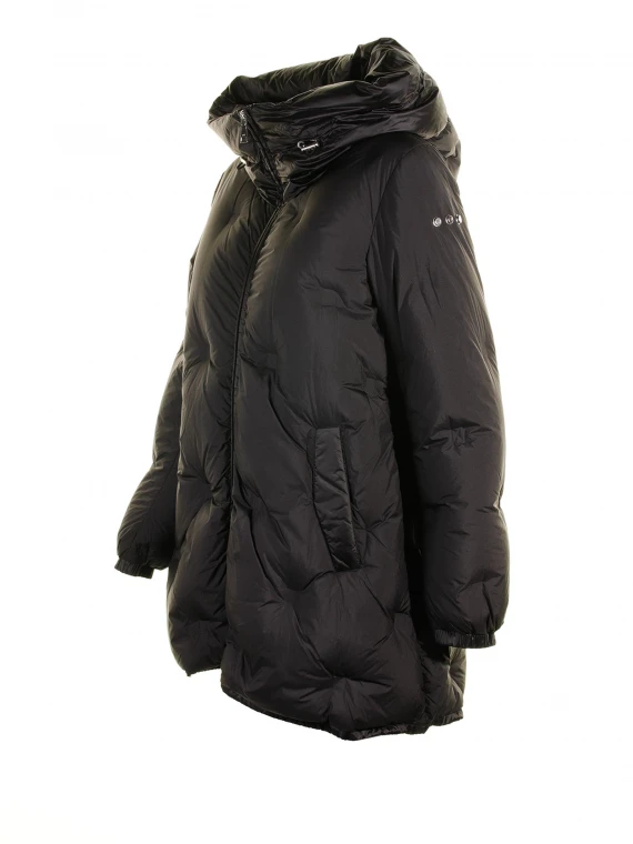 Women's black long down jacket