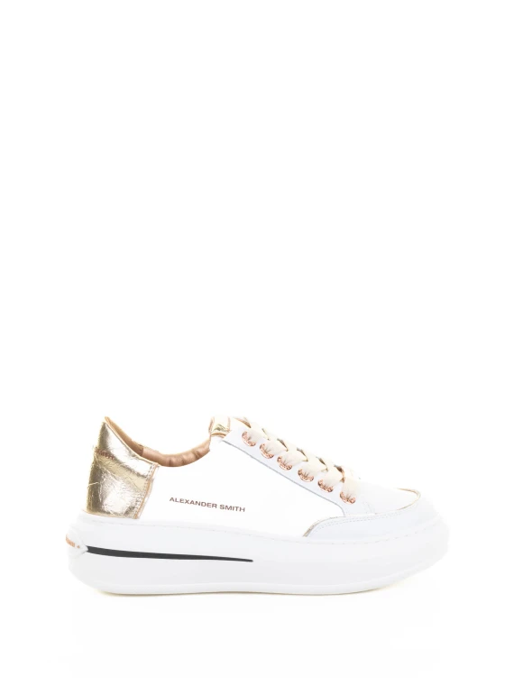 Sneaker Lancaster bianco oro donna in pelle