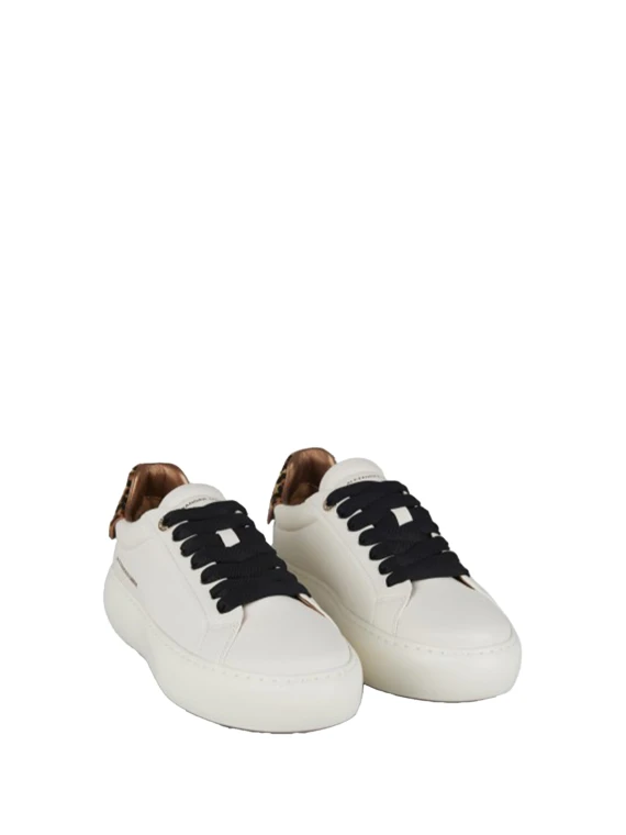 Sneaker Soho bianco in pelle con tallone leopardato