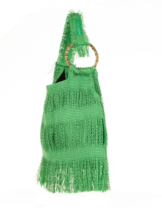 Green Picasso shopping bag with fringes