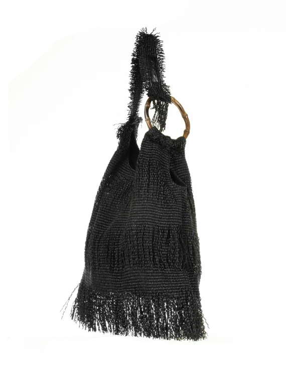 Black Picasso shopping bag with fringes