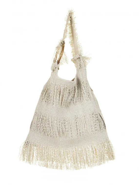 Ivory Picasso shopping bag with fringes