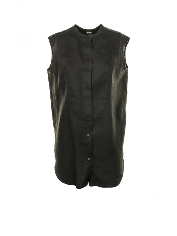 Camicia coreana smanicata nero