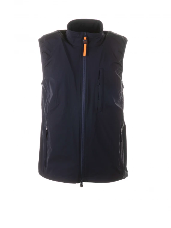 Stretch nylon waistcoat with zip