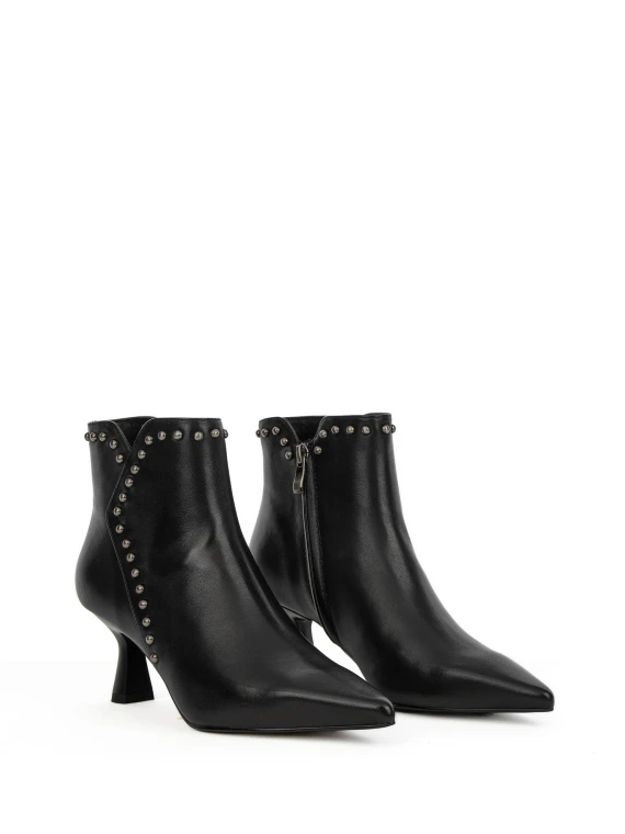 Black leather ankle boot