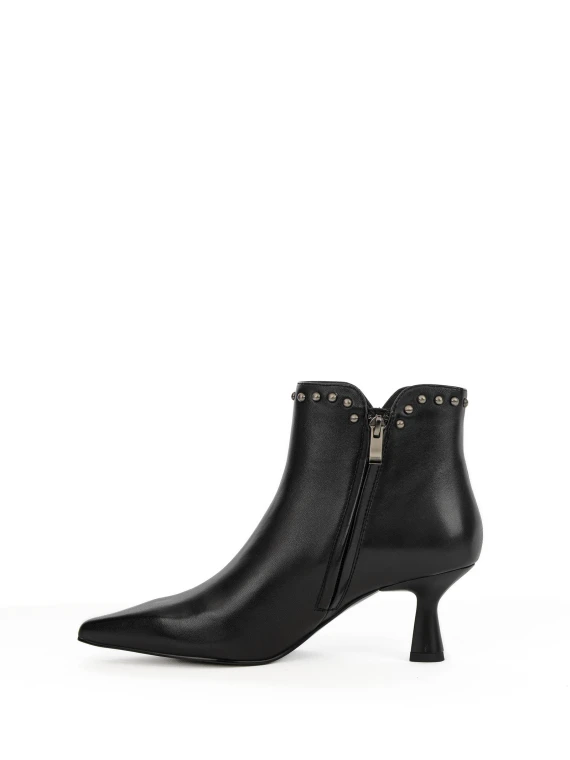 Black leather ankle boot