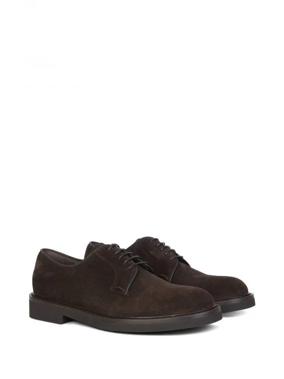 Derby in dark brown suede