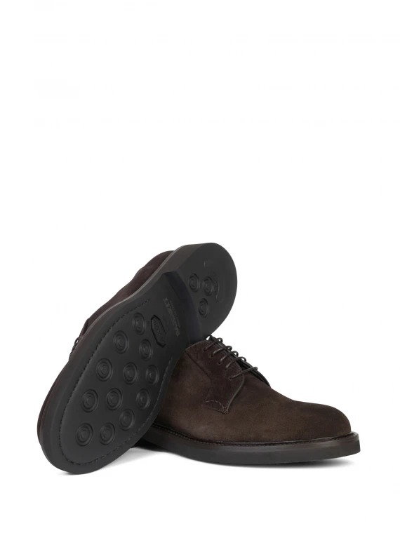 Derby in dark brown suede