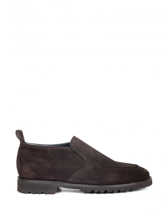 Dark brown suede slip-on ankle boot