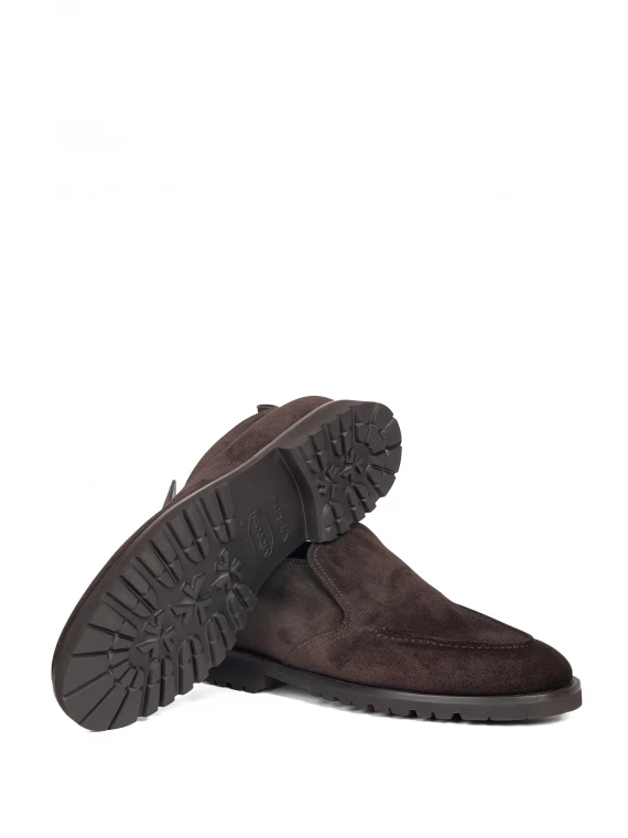 Dark brown suede slip-on ankle boot