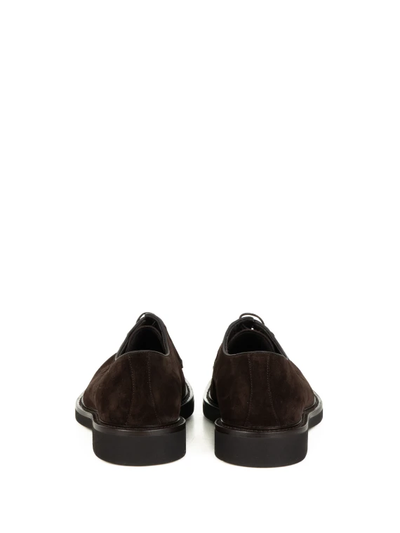 Derby uomo in suede testa di moro