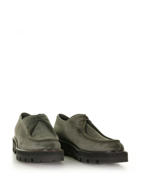 Green suede loafer  with laces