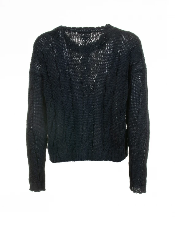 Crew-neck sweater with braid motif