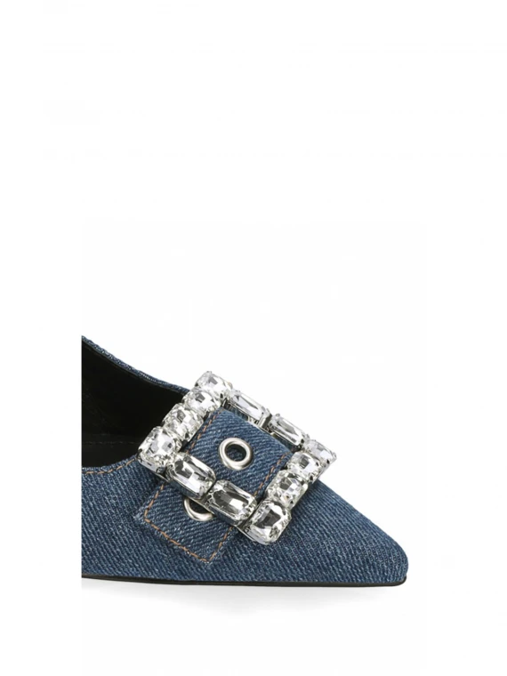 Chanel denim slingback with rhinestone detail