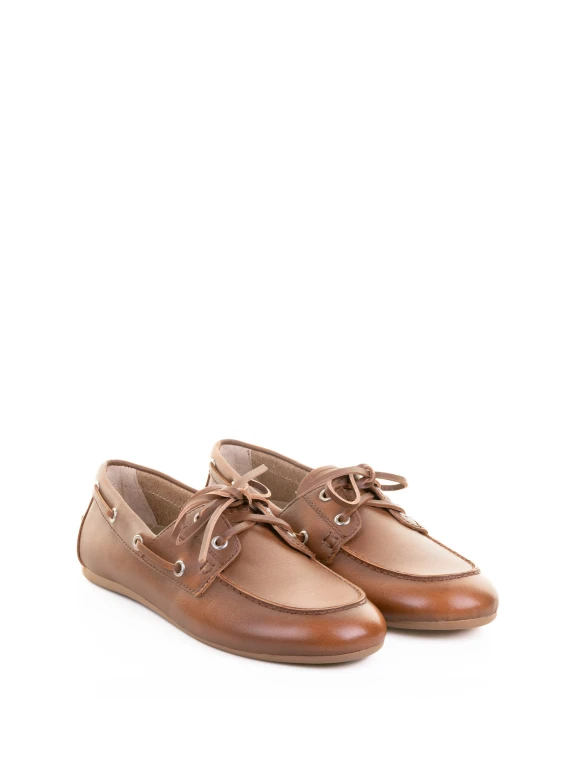 Women's Brown Leather Boat Moccasin