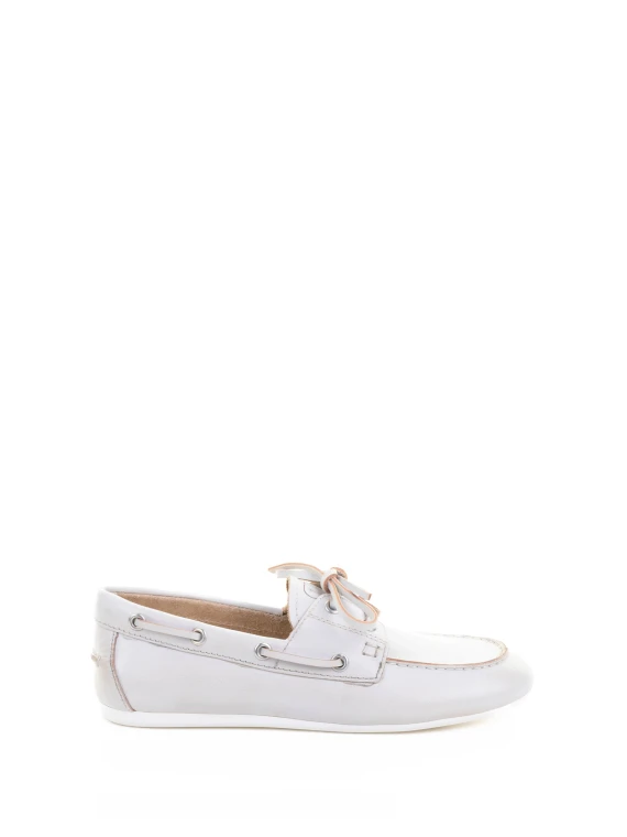 Mocassino da barca donna bianco in pelle