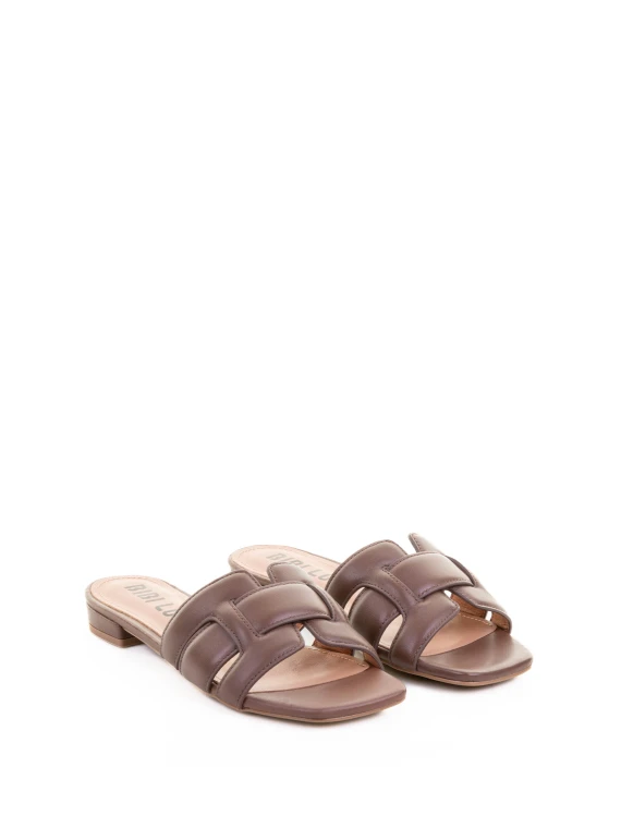 Brown Leather Flat Slipper