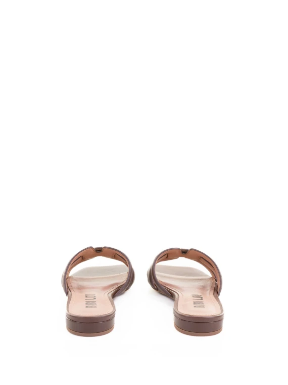 Brown Leather Flat Slipper