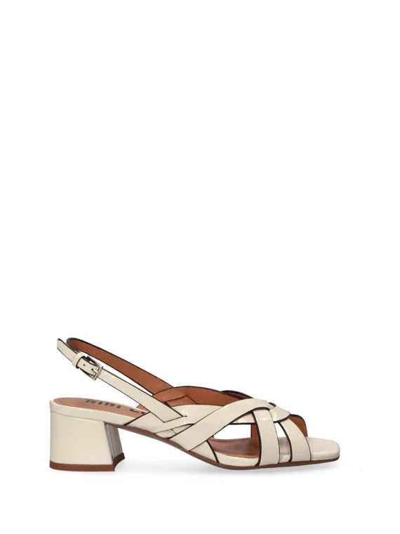 Sandalo bianco intrecciato in naplack