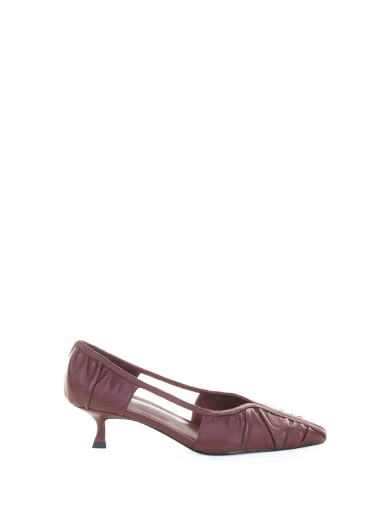 Decolletè slingback bordeaux in pelle