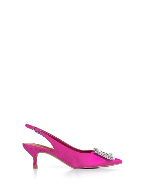 Satin Slingback with rhinestone details