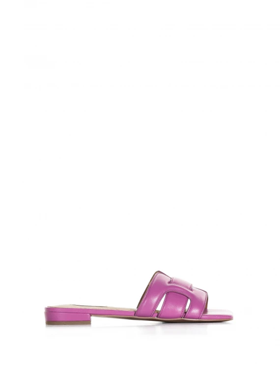 Fuchsia leather mules