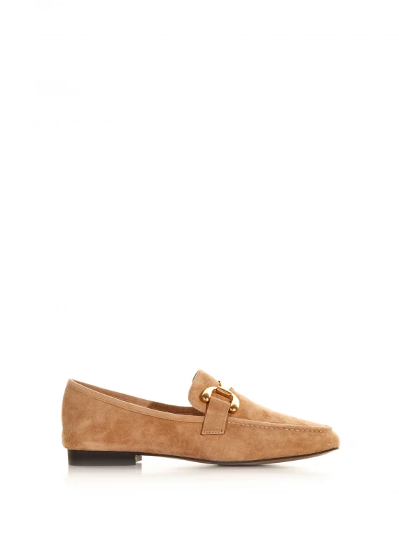 Suede loafers with horsebit