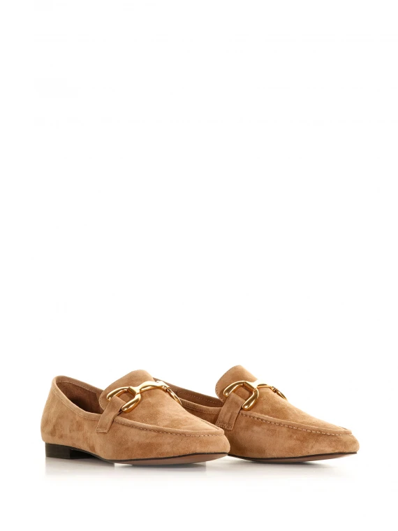 Suede loafers with horsebit