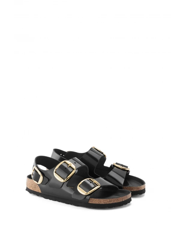 Milano Big Buckle sandal in leather