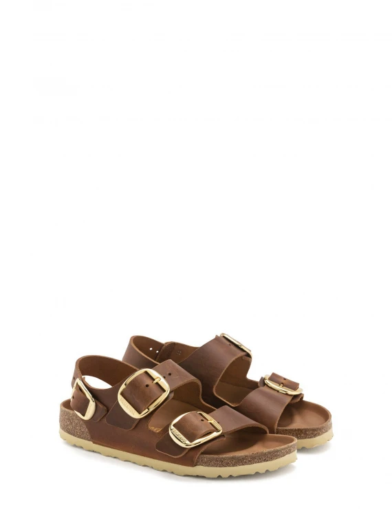 Milano Big Buckle sandal in oiled leather