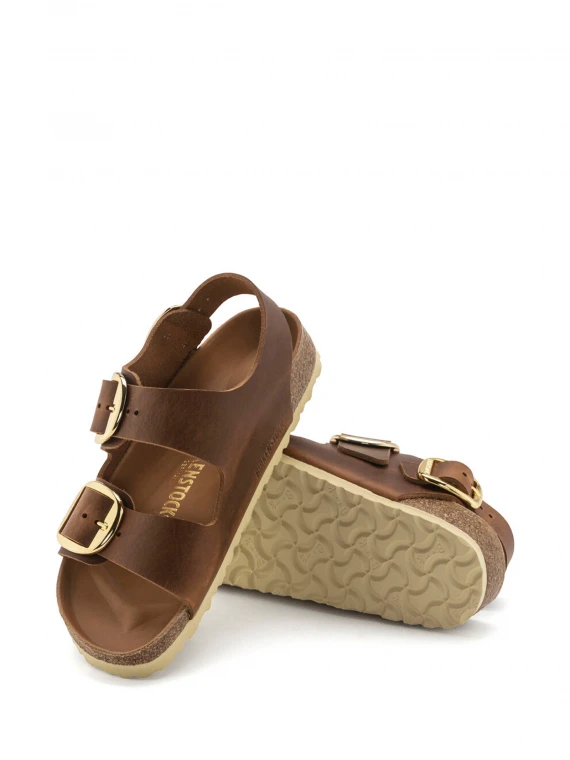 Milano Big Buckle sandal in oiled leather