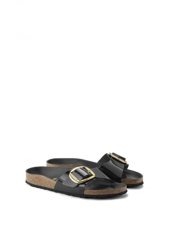 Sandalo Madrid Big Buckle in pelle effetto vernice