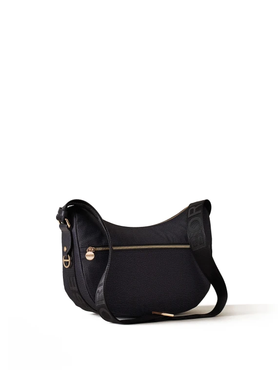 Luna Hobo small shoulder bag in black Op fabric