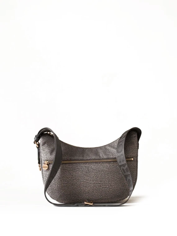 Luna Hobo small shoulder bag in Op fabric grey