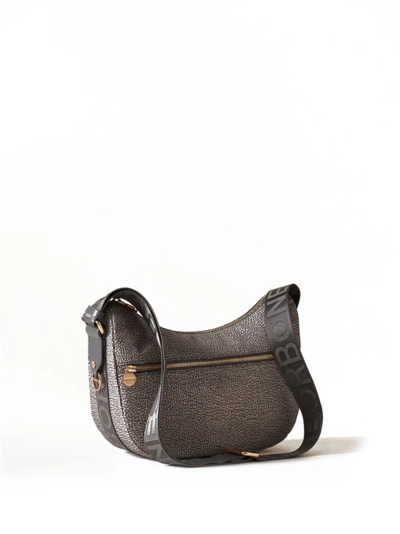 Luna Hobo small shoulder bag in Op fabric grey