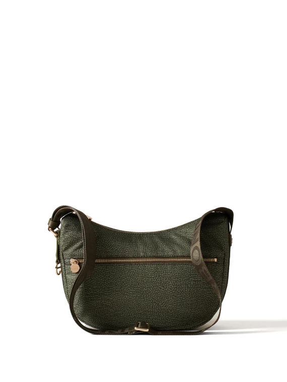 Borsa a tracolla Luna Hobo small in tessuto Op verde militare