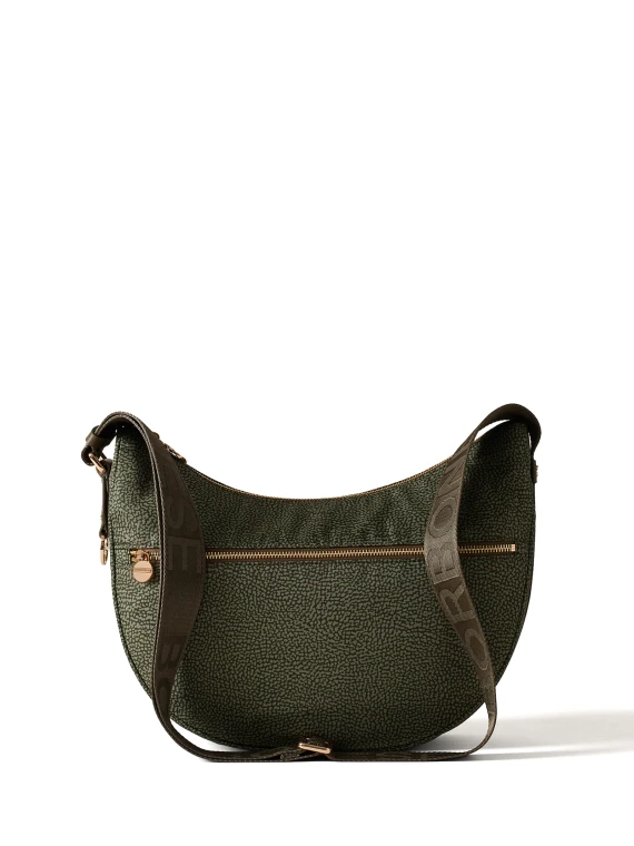 Borsa a tracolla Luna Hobo middle in tessuto Op verde militare