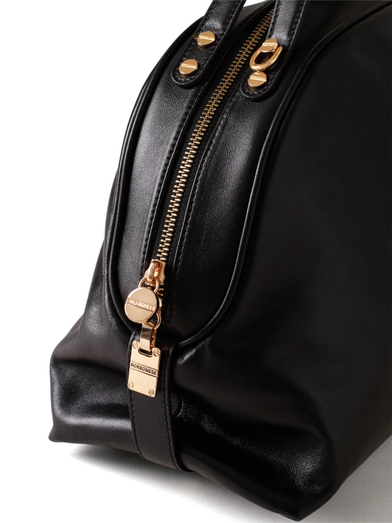 Borsa Bauletto medium nera in pelle con tracolla