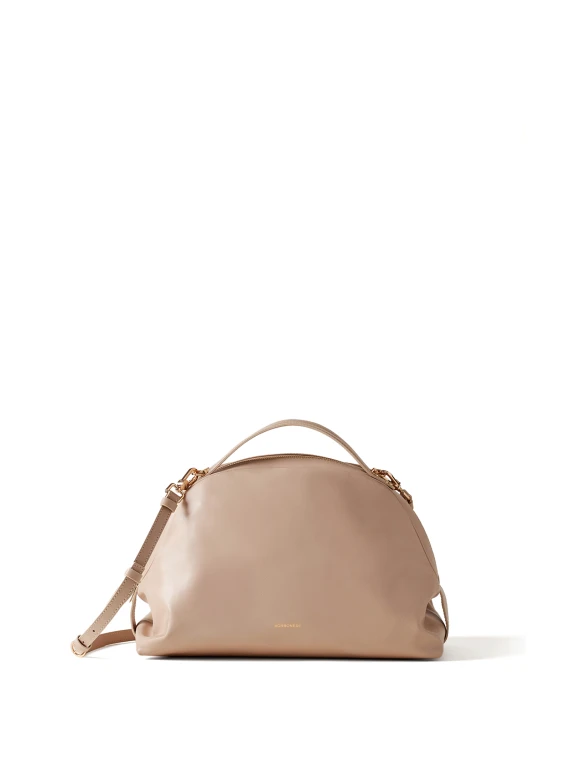 Borsa Bauletto medium beige in pelle con tracolla