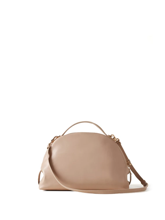 Borsa Bauletto medium beige in pelle con tracolla