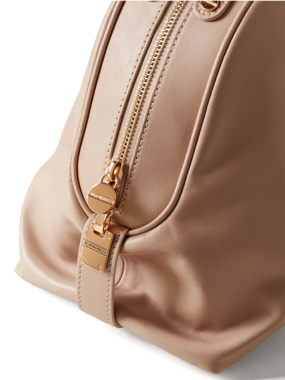 Borsa Bauletto medium beige in pelle con tracolla