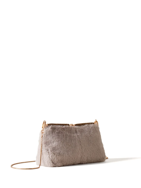 Borsa a tracolla in faux fur