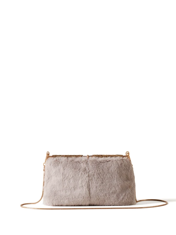 Borsa a tracolla in faux fur