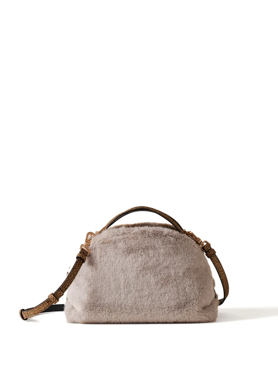 Borsa Bauletto small in faux fur con tracolla